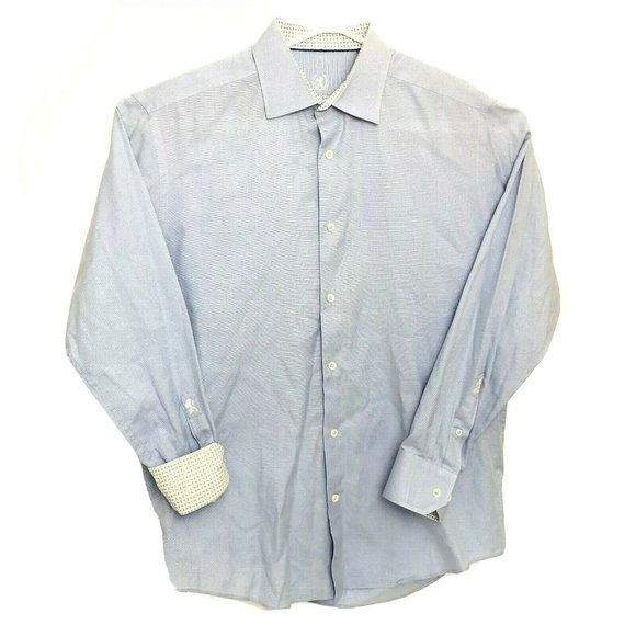 Bugatchi Mens Blue Patterned Classic Fit Size 17 - Picture 1 of 7